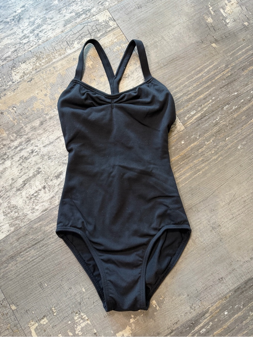 Girls' Black leotard with Crossback Straps